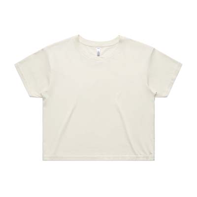 The AS Colour Womens Crop Tee is a relaxed fit. crew neck, mid weight tee.  17 colours.  XS - XL.  Great branded printed crop tees from AS Colour.