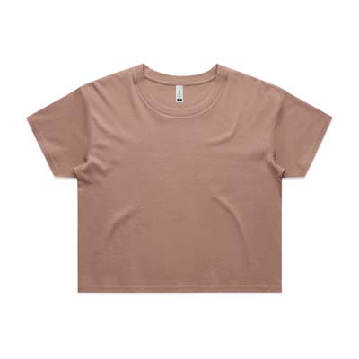 The AS Colour Womens Crop Tee is a relaxed fit. crew neck, mid weight tee.  17 colours.  XS - XL.  Great branded printed crop tees from AS Colour.