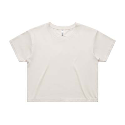 The AS Colour Womens Crop Tee is a relaxed fit. crew neck, mid weight tee.  17 colours.  XS - XL.  Great branded printed crop tees from AS Colour.