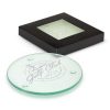 The Trends Venice Coaster Set of 2 are a set of 2 round glass coasters.  Black gift box with window.  3 branding options.  Great promo products from Trends.