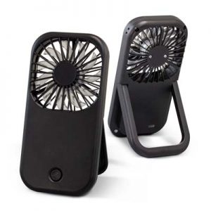 The TRENDS Opal Desk Fan is a compact and portable USB powered fan. Large branding area. Black or White. Great branded tech promo products.