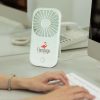 The TRENDS Opal Desk Fan is a compact and portable USB powered fan.  Large branding area.  Black or White.  Great branded tech promo products.