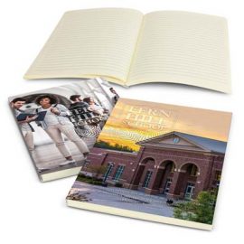 The TRENDS Chorus Notebook is a medium size, lined, cream paper notebook.  Full colour print.  Great branded notebooks for you and your clients.