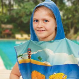 The TRENDS Kids Hooded Towel is a kids size hooded towel, made from 250gsm microfibre.  Full Colour.  Great branded kids hooded towels for swim teams.