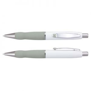 The TRENDS Turbo Pen - White Barrel is a retractable brass ball pen with soft rubber grip. 11 colours.  Great branded pens for you and your clients.
