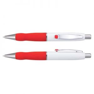The TRENDS Turbo Pen - White Barrel is a retractable brass ball pen with soft rubber grip. 11 colours.  Great branded pens for you and your clients.