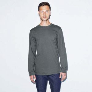 The American Apparel Fine Jersey Long Sleeve Tee is a 146gsm 100% cotton long sleeve tee. 4 colours. S - 2XL. Great branded long sleeve tees.