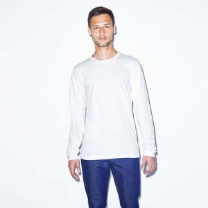 The American Apparel Fine Jersey Long Sleeve Tee is a 146gsm 100% cotton long sleeve tee. 4 colours. S - 2XL. Great branded long sleeve tees.