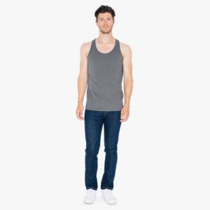 The American Apparel Unisex Tank Top is a 146gsm 100% combed ring spun cotton.  4 colours.  XXS -2XL.  Great branded singlets from American Apparel.