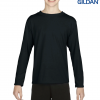 The Gildan Performance Youth Long Sleeve Tee is a 100% polyester jersey knit long sleeve tee.  4 colours.  XS - XL.  Great branded youth performance tees.