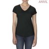 6750VL Anvil Tri Blend Ladies V Neck Tee – Black