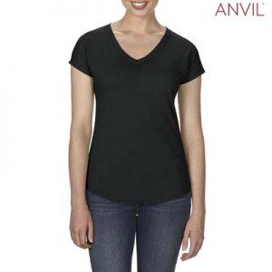 The Anvil Tri Blend Ladies V-Neck Tee is a 159gm2 pre shrunk 50% polyester tee.  6 colours.  XS - 2XL.  Great branded tri blend tees.
