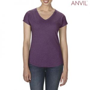 The Anvil Tri Blend Ladies V-Neck Tee is a 159gm2 pre shrunk 50% polyester tee.  6 colours.  XS - 2XL.  Great branded tri blend tees.