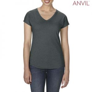 The Anvil Tri Blend Ladies V-Neck Tee is a 159gm2 pre shrunk 50% polyester tee.  6 colours.  XS - 2XL.  Great branded tri blend tees.