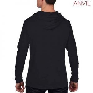 The Anvil Lightweight Long & Lean Sleeve Hooded Tee is a 150gsm pre shrunk 100% ring spun cotton hooded tee. 5 colours. Great branded lightweight hooded tees.