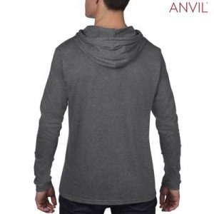 The Anvil Lightweight Long & Lean Sleeve Hooded Tee is a 150gsm pre shrunk 100% ring spun cotton hooded tee. 5 colours. Great branded lightweight hooded tees.