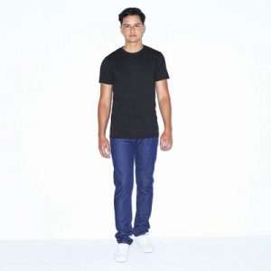 The American Apparel Unisex Tee is a 125gsm 50% cotton, 50% polyester tee.  4 colours.  S - 2XL.  Slim fit.  Great branded American Apparel Tees.