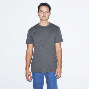 The American Apparel Unisex Tee is a 125gsm 50% cotton, 50% polyester tee.  4 colours.  S - 2XL.  Slim fit.  Great branded American Apparel Tees.
