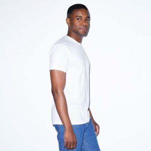 The American Apparel Unisex Tee is a 125gsm 50% cotton, 50% polyester tee.  4 colours.  S - 2XL.  Slim fit.  Great branded American Apparel Tees.