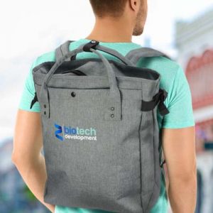 The TRENDS Newport Tote Backpack is an XL tote bag that can be worn as a backpack.  Grey heather style.  Great branded tote backpacks.