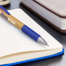 The TRENDS Trinity Bamboo Pen is a retractable ball pen with natural bamboo barrel.  9 colours.  Great branded eco pens from TRENDS.