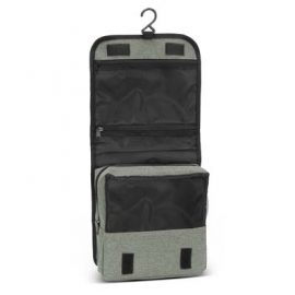 The TRENDS Knox Toiletry Bag is a lightweight toiletry bag with 2 tone heather style fabric finish.  Grey.  Great printed travel and beauty promo products.