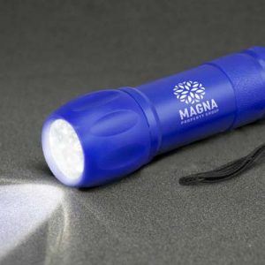 The TRENDS Navigator Torch is a compact torch with 9 LEDS and woven strap.  6 colours.  Pad Printed.  Great branded torch and travel accessories. 