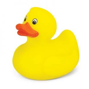 The TRENDS Rubber Duck is a classic floating rubber duck that squeaks when squeezed. Yellow. Great branded novelty promotional products from TRENDS.