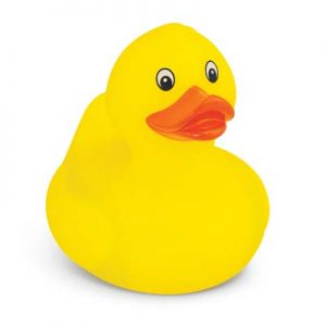 The TRENDS Rubber Duck is a classic floating rubber duck that squeaks when squeezed. Yellow. Great branded novelty promotional products from TRENDS.