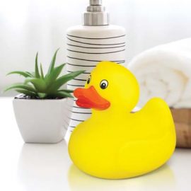 The TRENDS Rubber Duck is a classic floating rubber duck that squeaks when squeezed.  Yellow.  Great branded novelty promotional products from TRENDS.