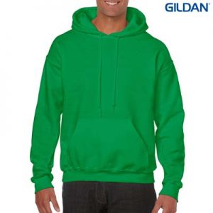 18500 Gildan Adult Hooded Sweatshirt - Irish Green The Gildan Adult Hooded Sweatshirt is a 50% cotton, 279gsm sweatshirt. 15 colours. S - 5XL. Great branded cost effective hoodies for all occasions.