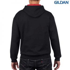 The Gildan Adult Contrast Hooded Sweatshirt is a 50% cotton contrast jersey lined hooded hoodie. 6 colours. S - 3XL. Great branded contrast hoodies.