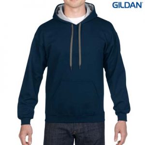The Gildan Adult Contrast Hooded Sweatshirt is a 50% cotton contrast jersey lined hooded hoodie. 6 colours. S - 3XL. Great branded contrast hoodies.