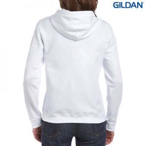 The Gildan Ladies Full Zip Hooded Sweatshirt is a 50% cotton, 279gsm semi fitted zip hoodie. 8 - 18. 4 colours. Great branded zip hoodies from Gildan.