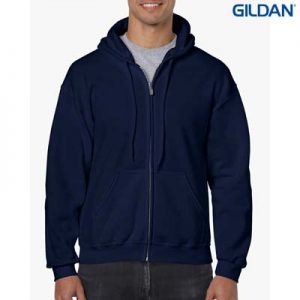 The Gildan Adult Full Zip Hooded Sweatshirt is a 50% cotton, 279gsm hoodie. S - 3XL. 8 colours. Great branded zip hoodies from Gildan.