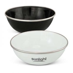 The TRENDS Bendigo Enamel Bowl is a durable stainless steel bowl with stylish enamel finish.  White or black.  Great branded enamel bowls from TRENDS.