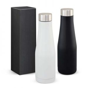 The TRENDS Velar Vacuum Bottle is a compact 500ml double wall, vacuum stainless steel drink bottle. Black or White. Great branded insulated bottles. 