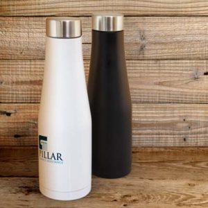 The TRENDS Velar Vacuum Bottle is a compact 500ml double wall, vacuum stainless steel drink bottle. Black or White. Great branded insulated bottles. 