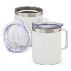 The TRENDS Zeus Vacuum Cup is a premium 400ml double wall, vacuum, insulated stainless steel coffee cup.  White or Black.  Great branded vacuum cups.