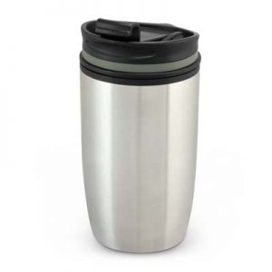 The TRENDS Vento Double Wall Cup is a 300ml double wall coffee cup with stainless steel outer wall. 3 colours. Great branded double wall drinkware.