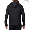 71600FL Anvil Ladies Full Zip Hooded Sweatshirt – Black