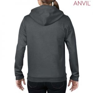 The Anvil Ladies Full Zip Hooded Sweatshirt is a 245gsm, 75% combed ring spun cotton zip hoodie.  5 colours.  S - 2XL.  Great branded zip hoodies from Anvil.