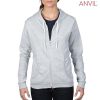 71600FL Anvil Ladies Full Zip Hooded Fleece – Heather Grey