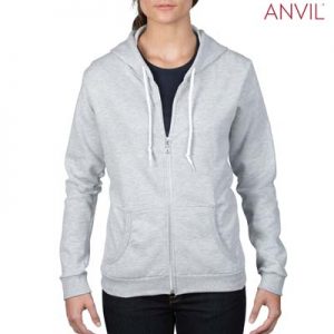 The Anvil Ladies Full Zip Hooded Sweatshirt is a 245gsm, 75% combed ring spun cotton zip hoodie.  5 colours.  S - 2XL.  Great branded zip hoodies from Anvil.