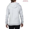 71600FL Anvil Ladies Full Zip Hooded Fleece – Heather Grey