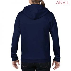 The Anvil Ladies Full Zip Hooded Sweatshirt is a 245gsm, 75% combed ring spun cotton zip hoodie.  5 colours.  S - 2XL.  Great branded zip hoodies from Anvil.