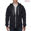 71600 Anvil Adult Full Zip Hooded Sweatshirt – Black