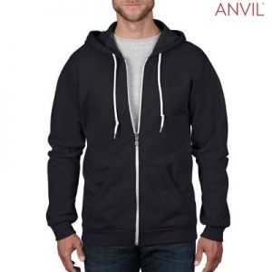 The Anvil Adult Full Zip Hooded Sweatshirt is a 245gsm, 75% combed ring spun cotton zip hoodie.  5 colours.  S - 3XL.  Great branded zip hoodies from Anvil.
