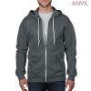 71600 Anvil Adult Full Zip Hooded Sweatshirt – Charcoal