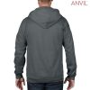 71600 Anvil Adult Full Zip Hooded Sweatshirt – Charcoal